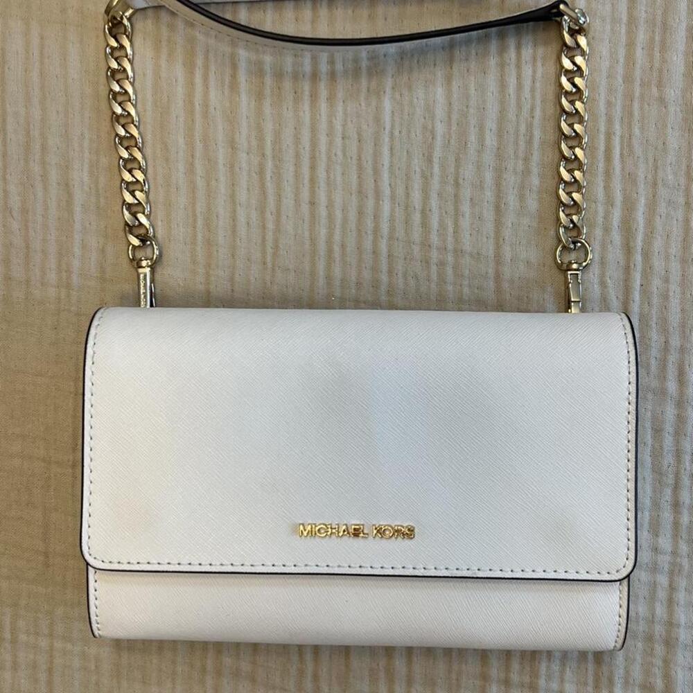 Michael Kors women's jet set travel 3-in-1 wristlet clutch crossbody leather pur